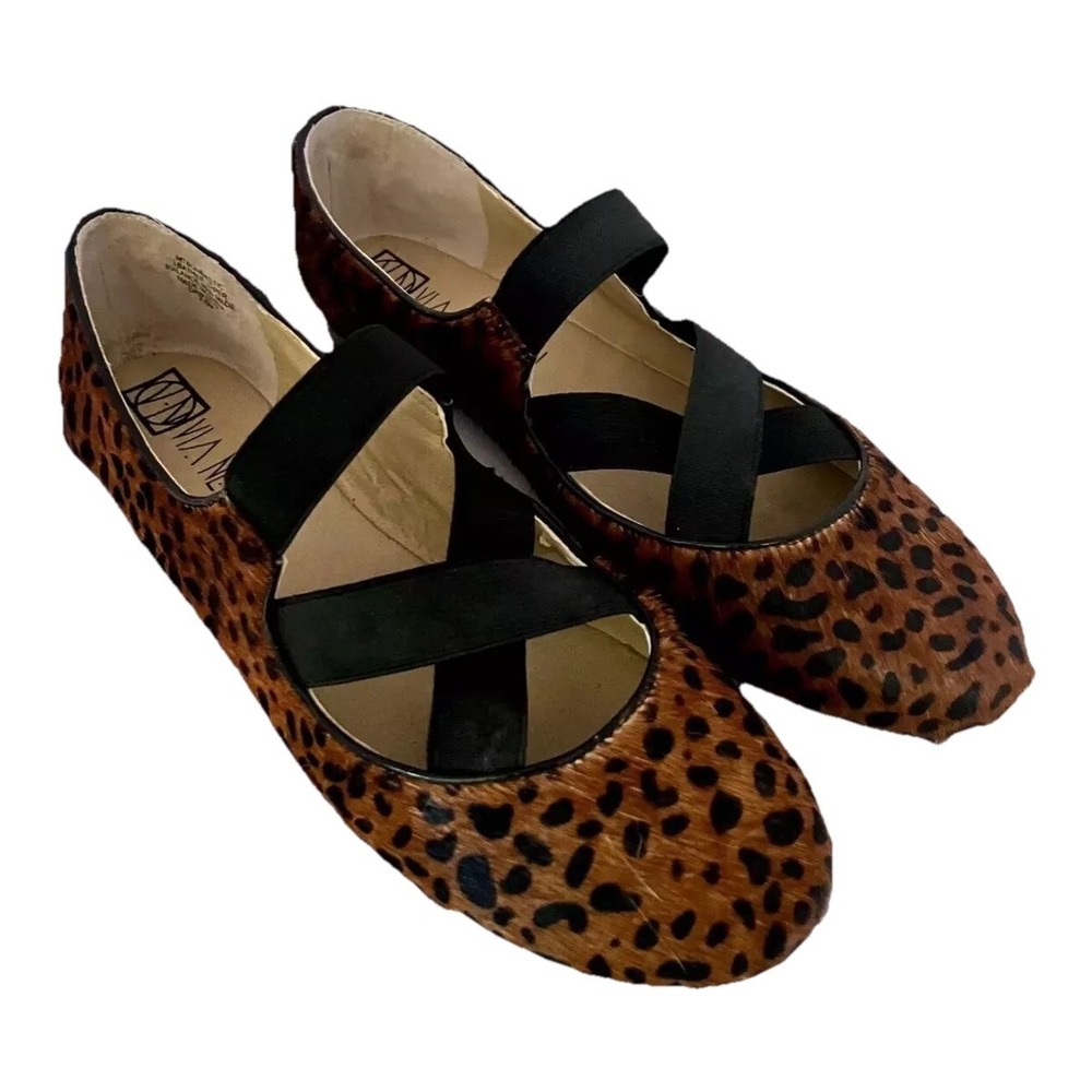 Via Neroli Shoes Sz 7.5 Calf Skin‎ ballet  flats Leopard tradwife Whimsigoth